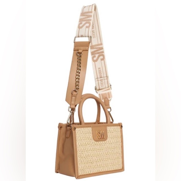 Steve Madden Small Straw Camel Satchel NWT - Picture 3 of 7